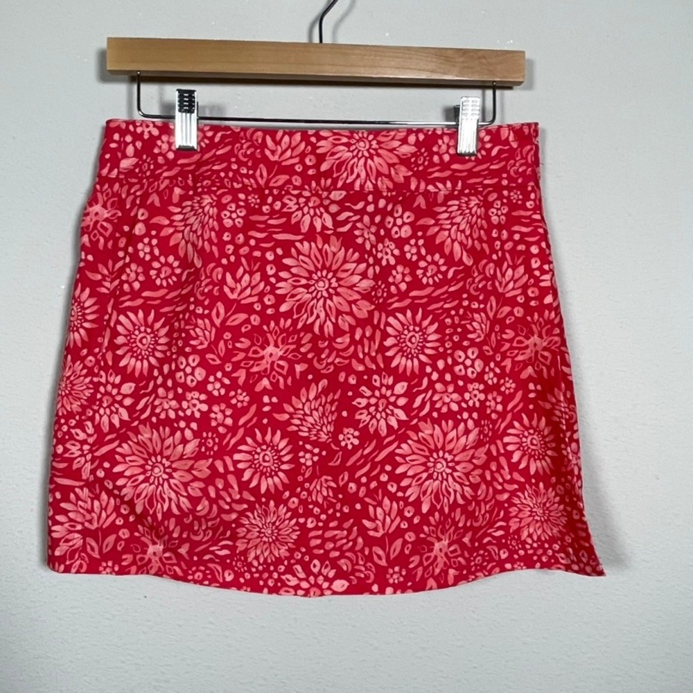 RipSkirt Hawaii Skirt Women Small Pink Red Floral Wrap Skort Mini Active Travel